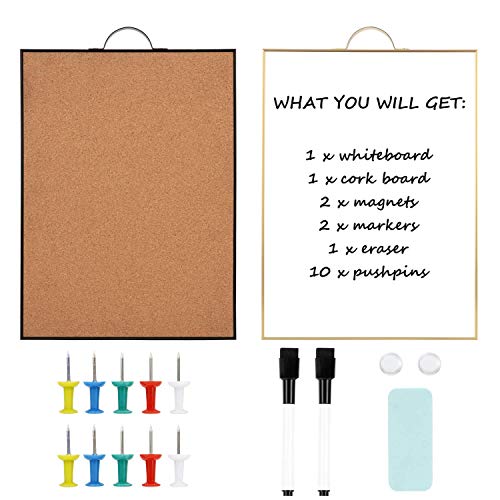 Small Whiteboard Cork-Board Combination For Wall - 16" X 12" Portable Aluminum Frame Magnetic Dry Erse Board Mini Bulletin Cork Board 2 Pack With Holder For School, Office, Home #TOP6