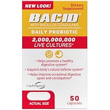 Bacid Daily Probiotic with Bacillus Coagulans, 50 Count, Digestion Supplement to Improve Occasional Constipation