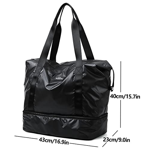 Ziosinm Gym Bag For Men Women 38L Large Waterproof Travel Bag Tote Bag Training Bag Crossbody Bag Weekend Bag Duffle Bag With Shoes & Wet Compartment (Black) #TOP1