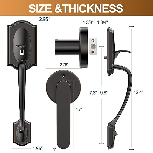 Yytdzsw Front Door Handle Set, Entry Door Handle Set,Exterior Door Handleset With Reversible Lever, Adjustable Door Handle Black，Door Lower Handle, Oil Rubbed Bronze #TOP3