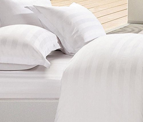 Image of Trance Home Linen 100% Cotton 400TC Satin Striped Premium Pillow Covers | Skin & Hair Friendly Pillow Covers | Set of 2 Pillow Cases |Large Size (20 x 30 inch, White Stripes)
