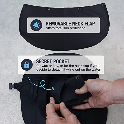 Surf Bucket Hat With Chin Straps For Surfing, Sup, And Watersports (Large (24" Headband), Black) #TOP3
