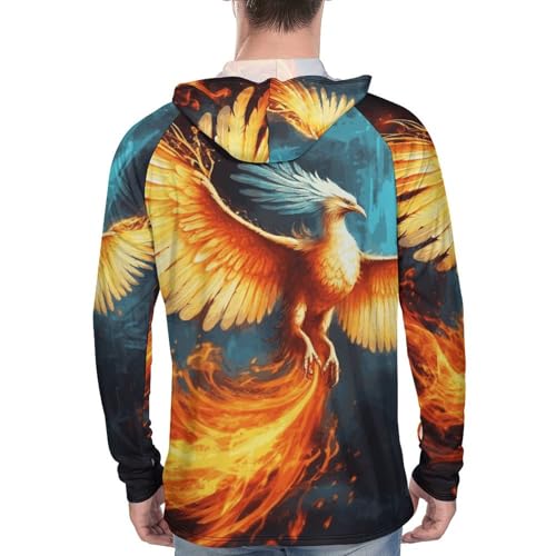 Men's Sun Shirts UPF 50+ Rash Guard Long Sleeve Sun Protection Hoodie Beautiful Phoenix Lightweight Shirt L White3