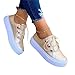 Baxtayel Fashion Platform Sneakers for Women Dressy Leather Lace Up Low Top Walking Shoes Comfort Slip On Flats Loafers Chunky Bottom Heels Shoes Beige