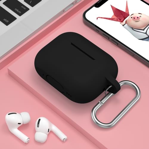 Image of for AirPods Pro 2nd 1st Generation Case Cover with Keychain, Protective Soft Silicone Skin Accessories for Apple AirPods Pro Charging Case 2022 /2019, Front LED Visible, Black