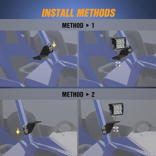 Image of Nilight Light Bar UTV A-Pillar Brackets for Yamaha YXZ 1000R 2016-2024 | for Yamaha YXZ 1000R 2016 2017 2018 2019 2020 2021 2022 2023 2024, Front Side LED Pods Hood Mounting