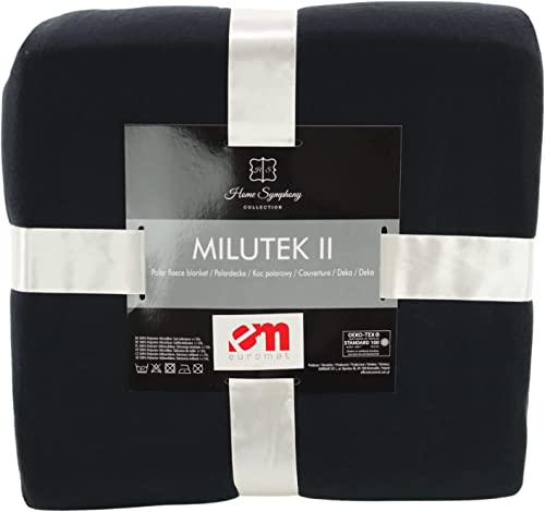 Euromat Plaid Polaire Uni – Jeté de Canapé ou Couverture de Lit - Doux et Léger (Noir, 150x200 cm)