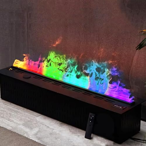 Chimenea eléctrica de acero inoxidable 3D con humo realista similar al agua y llama de vapor ajustable para un ambiente acogedor en dormitorio, oficina, hotel