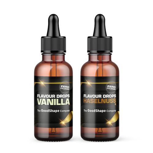 Flavour Drops zuckerfrei Set 2x 50 ml - Vanille & Haselnuss | Geschmackstropfen OHNE KALORIEN zum Süßen mit Dosierhilfe | vegan | Für Naturjoghurt Porridge oder Quark