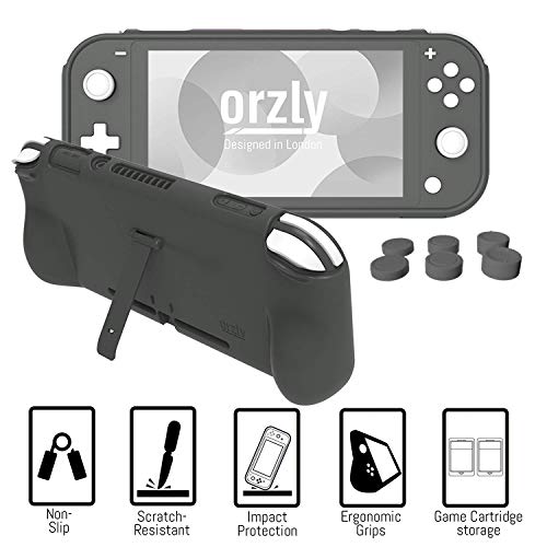 Image of Orzly Switch Lite Accessories Bundle - Case & Screen Protector for Nintendo Switch Lite Console, USB Cable, Games Holder, Comfort Grip Case, Headphones, Thumb-Grip Pack & more (Orzly Gift Pack - Grey)