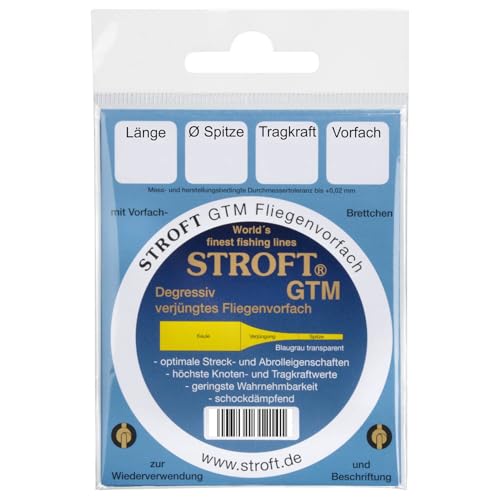 STROFT GTM Fliegenvorfach gezogenes Vorfach 7,5ft / 240cm alle Stärken (0,17mm - 4X)