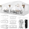 COBIZI Canopy 10x20 Pop Up Canopy with 6 Sidewalls,Waterproof Canopy Outdoor Event Shelter UPF 50+ Gazebo Portable Tents for Parties Beach Camping Wedding Commercial Instant Easy up Canopy 10x20,White