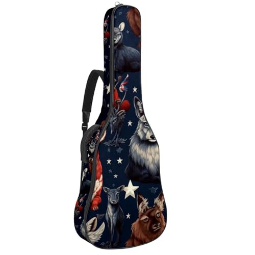 Sac pour guitare acoustique imperméable avec housse rembourrée et motifs drapeau américain multicolore