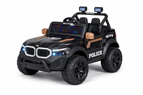 Image of KAB J 777 Rechargeable Battery Operated Jeep for Kids |POBO-2026 |Electric Ride-On Toy with LED Lights,Music,RGB Windshield,Steering Function & Dual Control (Black)