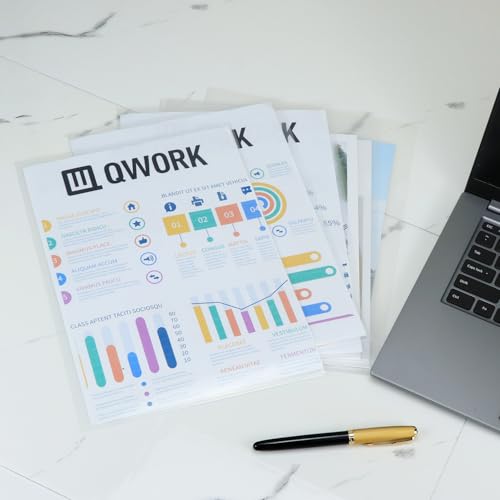 QWORK® 30 Stück Extra Stark Klarsicht Aktenhüllen A4, 220µ PP, Wasserdicht Klarsichthüllen mit oberen und seitlichen Öffnungen