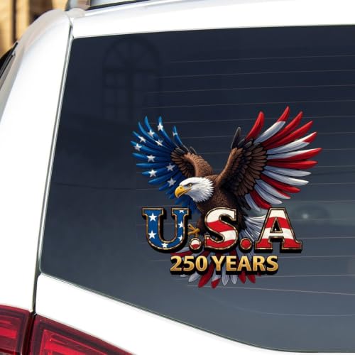 Image of 2pcs USA 250th Anniversary Merchandise Patriotic 1776-2026 Car Decals | Bumper Stickers for Cars, Trucks, Vehicles, 250 Years Commemorative Window Decal 10 inch
