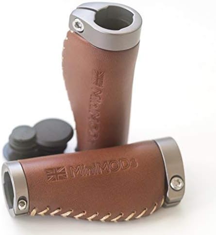 MiniMod'sShort Ergonomic Leather Grips for Brompton M/H/S Type Handlebar Brown Mini-ERG-S-BR