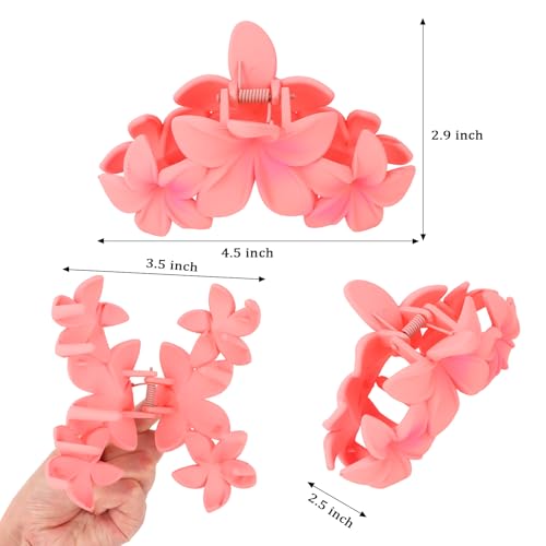 6 Pzas Pinzas Grandes Mate con Flor Hawaii miniatura 2