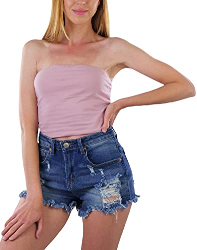 Image of ToBeInStyle Women's Cotton-Spandex Blend Stretchy Tube Top