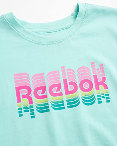 Reebok Girls' Active Shorts Set - 2 Piece Athletic Performance T-Shirt And Gym Shorts (Size:7-12), Size 12, Turquoise #TOP2