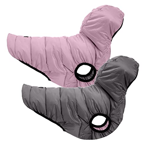 Pawtitas Reversible Dog Coat Windproof A Cold Weather Dog Puffer Vest - Orchid/Grey Zip Up Dog Jackect For Large Dogs