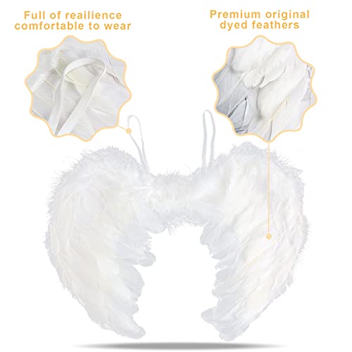 VEYLIN Angel Wings and Halo, White Fallen Angel Wings Costume for Adult Halloween Christmas Party - Image 2