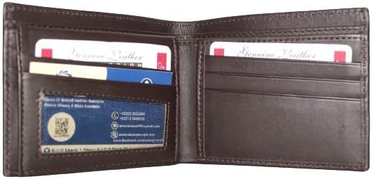 Miniatura 2 de Carteras delgadas de cuero genuino de vaca para hombre, billetera plegable plegable para hombre, Marrón, Cartera RFID