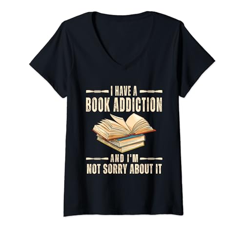 Mujer Libros Amantes de la lectura Bookworm Divertido Bibliotecario Libro Nerd Leer Camiseta Cuello V