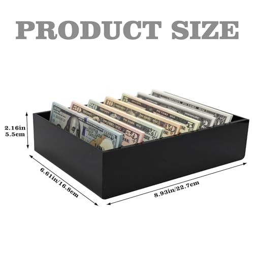 Dnoifne Black Acrylic Cash Organizer, 8 Compartment Money Holder, Cash Tray, Cash Box, Anti-Theft, Key Control
