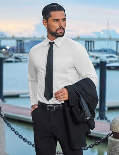COOFANDY Men's Long Sleeve Button Down Shirts Stain Shield White Dress Shirt for Men Regular Fit Business Casual Dress Shirts - Image 2
