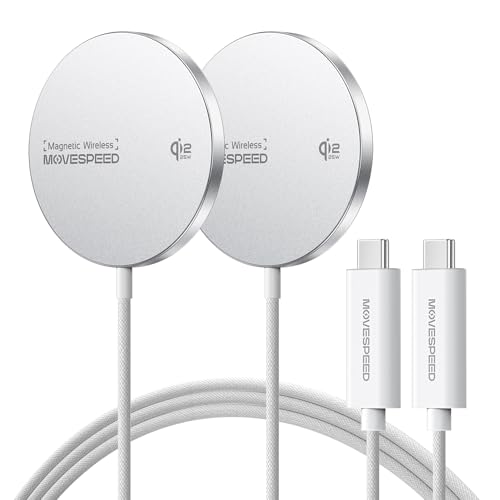 MOVESPEED Qi2.2 25W Magnetic Wireless Charger 2 Pack, MagSafe Fast Charging Pad, Compatible with iPhone 17/16/15/14/13/12 Series, AirPods Pro/4/3/2,Samsung Galaxy and More(White)