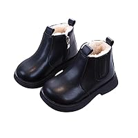 Valcatch Toddler Girls Boys Winter Snow Boots Baby Fur Lined Warm Ankle Booties Casual Solid Zipper Non-Slip Short Boots Outdoor Shoes for Kids