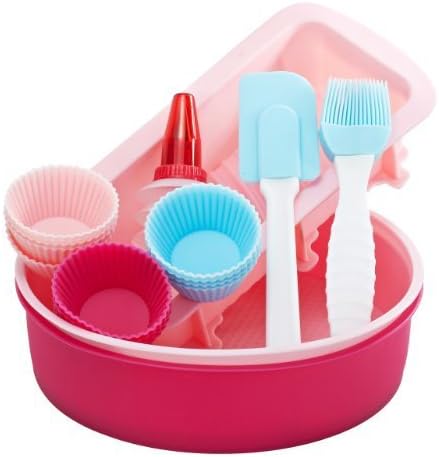 Vonshef 18 Piece Silicone Bakeware Baking Set - Cupcake, Round Cake, Bread Molds, Icing Decorator + Spatula & Pastry Brush