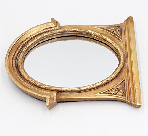 Eaoundm 8.3 X 7.1 Inch Antique Resin Frame Decorative Wall Mirror Vintage Hanging Mirrors Tabletop Mirrors Gold Oval thumb #5