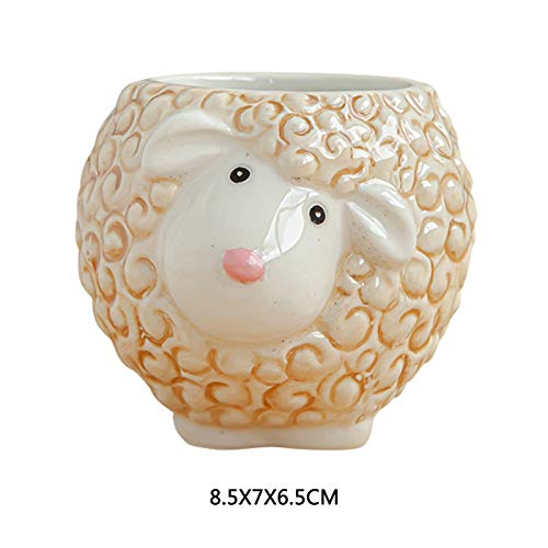Sheep Flower Pots Resin Succulent Planters For Indoor Plants Railing Planter Bonsai Pot Yard Garden Rustic Farmhouse Decor Window Boxes Planters Cute Stuff Birthday Gifts For Men Women (Yellow) #TOP1