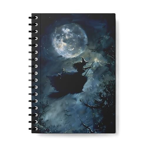 Image of zenithink Mystical witch Wiro Journal Notebook | 80 gsm Paper With 350GSM Hard Cover | Unruled | Pages - 160 | A5 Size | Wiro Binding | Versatile for School, Home & Office