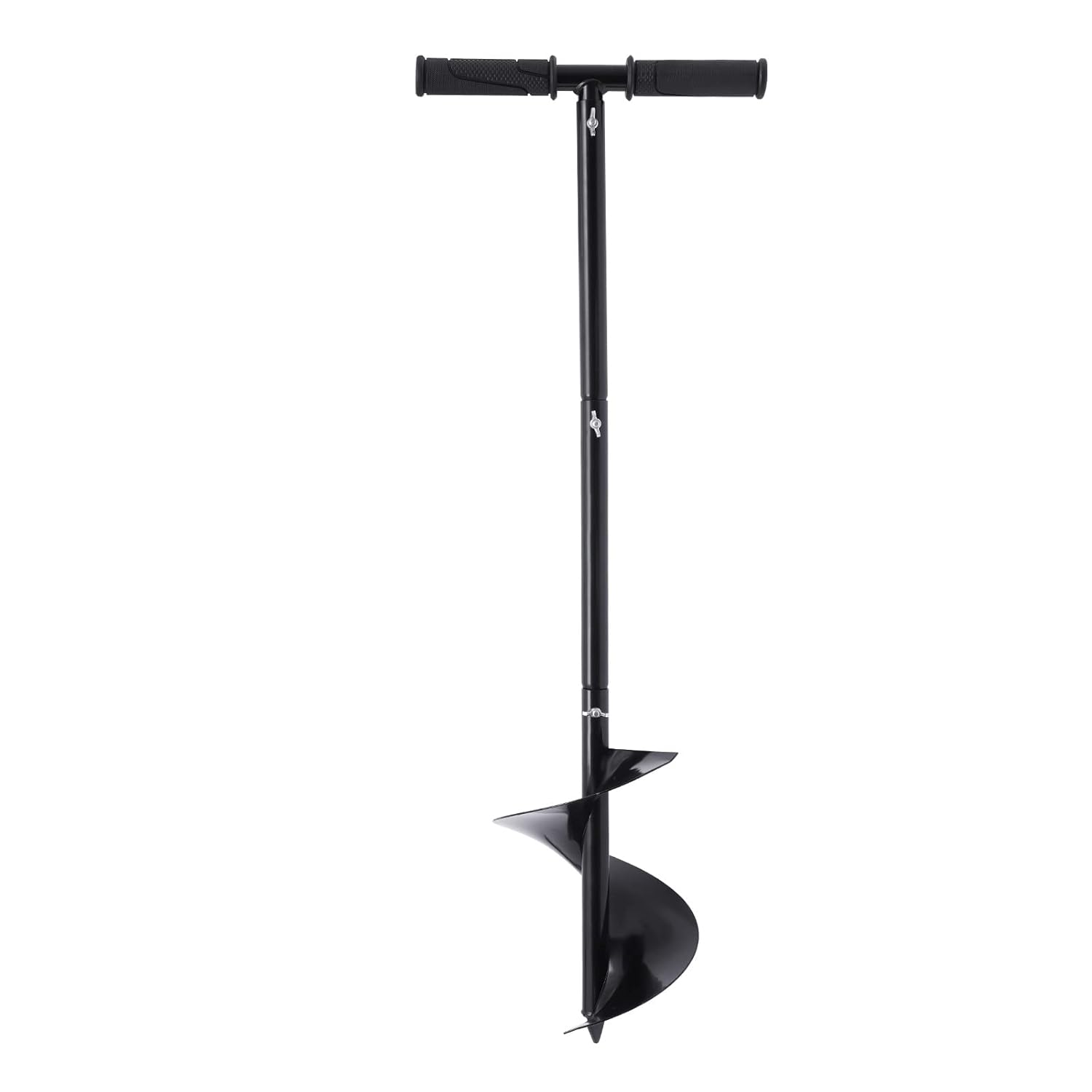 Manual Post Hole Digger Auger, Detachable 33" T-Shaped Garden Drill Cast Steel Spiral Blade, Lightweight Portable Design for Ice Fishing Fencing