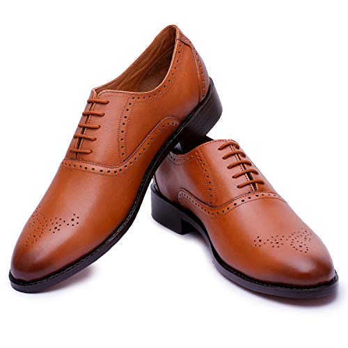 Handmade Brogue Oxford Goodyear Welted Genuine Leather Lace up Dress Shoes2