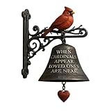 Soporte de pared para campana de cena, diseño de pájaro rojo, decoración de jardín, campana de patio de granja, timbre de metal para exteriores, anillo de cena rústico para coleccionistas de granjas