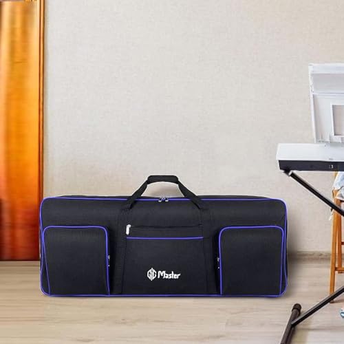 Image of GIG Master Heavy Padded Keyboard Bag /Cover /Case for Yamaha PSR-F50, F51, F52, E253, E263, E273, E283, 61 Keys Keyboard with Dust Cover & Double Pocket(Black & Blue)