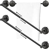 DGYB Adjustable Suction Cup Towel Bar for Bathroom 14 Inch ~ 27 Inch Set of 2 Matte Black Towel Rack Stainless Steel Bath Towel Holder for Glass Shower Door