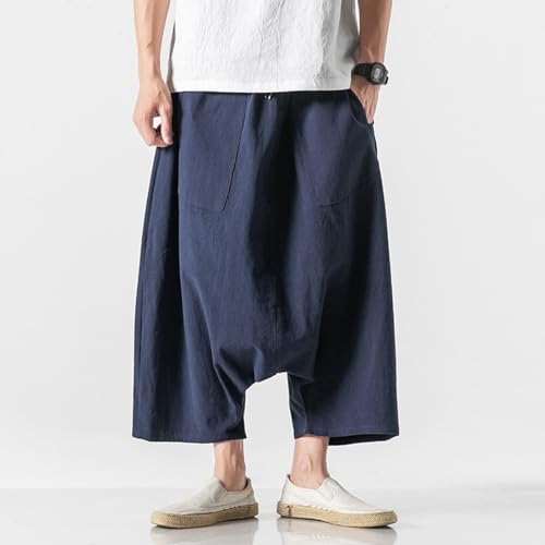 Men's Harem Pants Overalls Shorts Day Pants Wide Leg Pants Knee Length Pants2