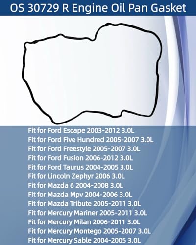 Image of OS30729R Engine Oil Pan Gasket Fit for Ford Escape 3.0 2003-2012 6 Cyl Escape /Fusion /Taurus /Mazda 6 /Mercury Mariner /Lincoln Zephyr Replace OS 30729 R