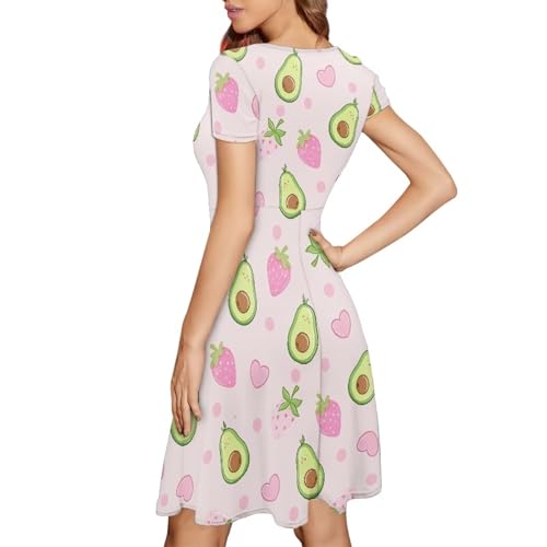 Image of AFPANQZ Womens Casual Summer Lightweight Vintage Dress Short Sleeve Midi Dress Knee-Long Luxury Formal Dress