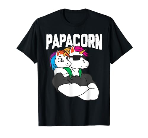 Papacorn padre hija unicornio multicolor Camiseta