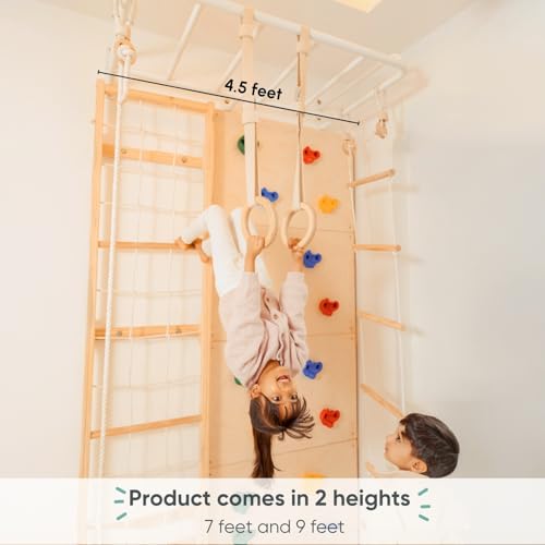 Image of Curious Cub Jungle Gym for Kids Indoor | Kids Gymnastics At Home Gym | Contains Rock Climbing, Wall Climbing for Kids | Ladder for Kids to Play Indoor Fun Activity for Ages 4+