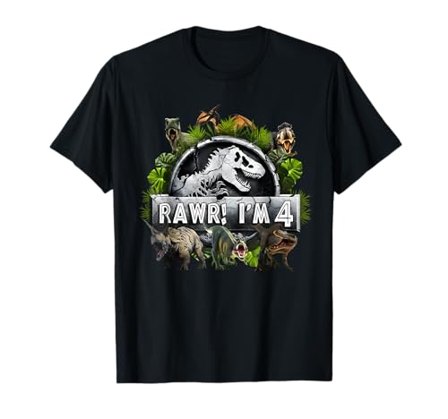 Rawr I'm 4 4th Birthday T Rex Dinosaur Funny Party Boys Kids T-Shirt