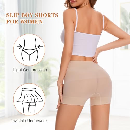 Image of Seamless Shaping Boyshorts Panties for Women Slip Shorts for Under Dresses Tummy Control Underwear Shapewear Shorts