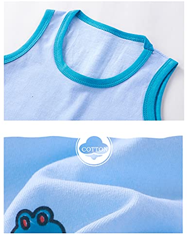 Image of Toddler Boys 4 PCs Tank Top and Shorts Set Summer Sleeveless Cotton Outfit