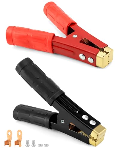 QWORK® 2 Pezzi 1000A Morsetti a Coccodrillo per Batteria, Morsetti a Coccodrillo con Copertura Isolante per Cavi di Avviamento per Auto